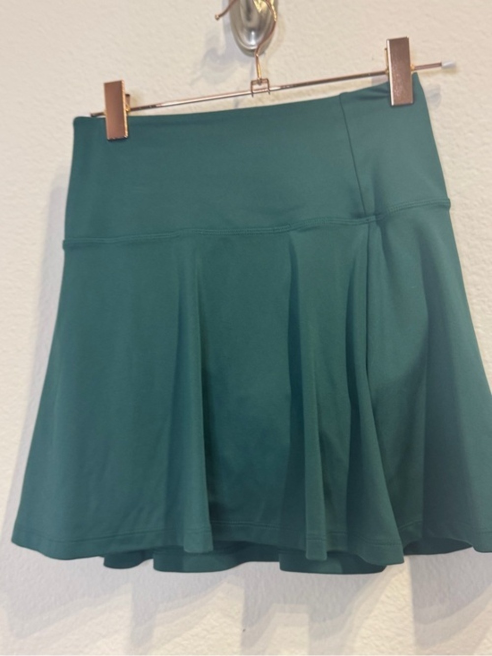 girlfriend collective teal mini skirt